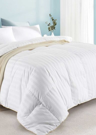 All Seasons White Goose Down Comforter 600 Fill Power 100% Cotton Cover , Baffle Box Construction
